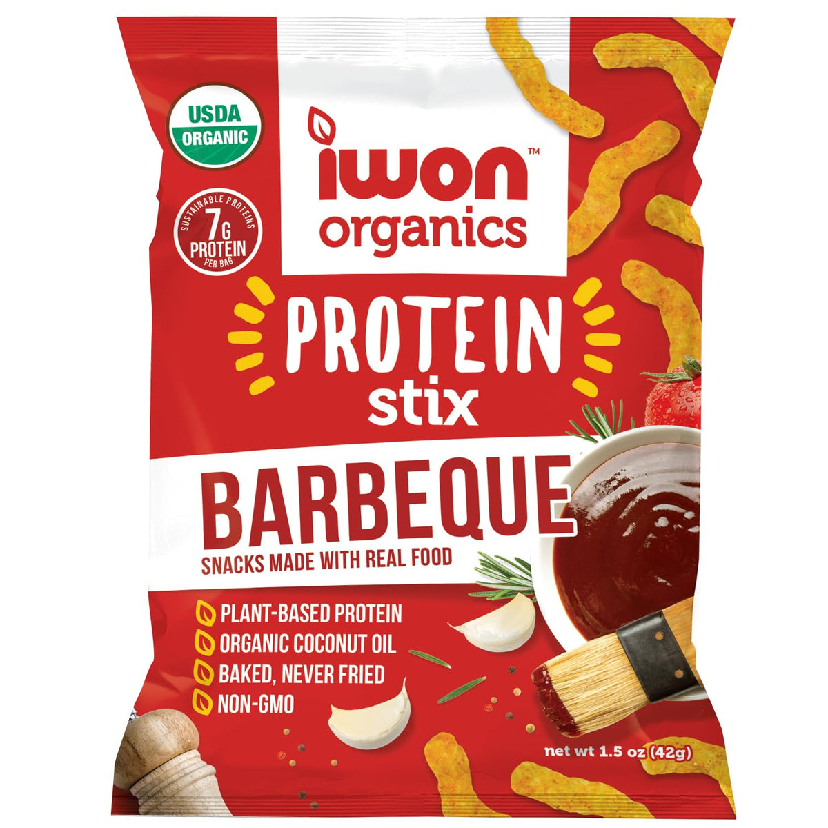 IWON Protein Stix - High Protein and Organic Healthy Snacks - 8 x 42g - Bilingual