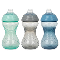 Nuby Clik-It Soft Spout No-Spill Easy Grip Sippy Cup - (3-Pack) 10 Oz - 6+ Months - Neutral