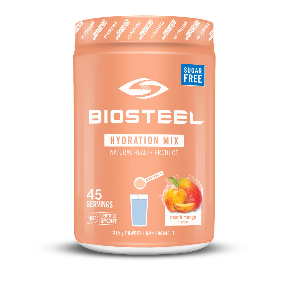 BioSteel Hydration Mix, Great Tasting Hydration with Zero Sugar, and No Artificial Flavours or Preservatives, Peach Mango Flavour, 45 Servings per Tub