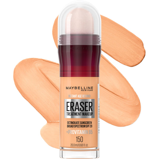 Maybelline New York Instant Age Rewind Eraser Treatment Makeup, Micro-Correcting Foundation Covers Dark Circles, Fine Lines and Age Spots, Classic Ivory 150, 20 mL