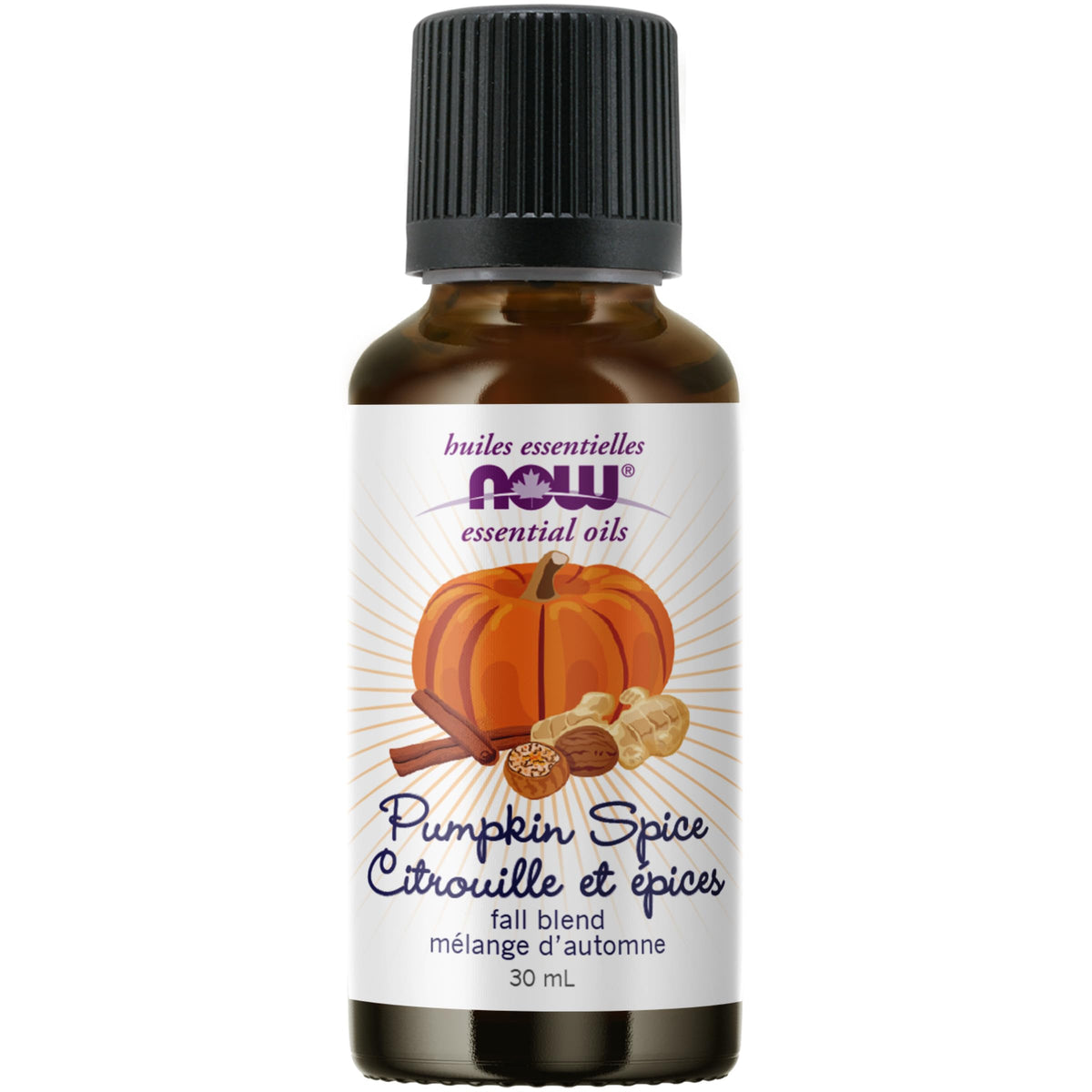 NOW Essential Oils, Pumpkin Spice Oil Blend, Pleasant Sweet Spice Scent With Warm and Calming Attributes, 30mL