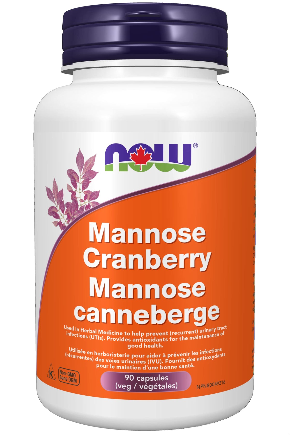 NOW Supplements, Mannose Cranberry, Dual Action Formula, Clinically Evaluated, Urinary Tract Health, 90 Veg Capsules