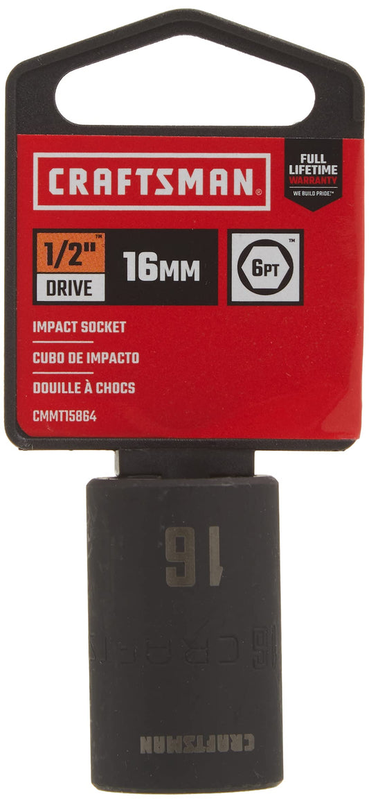 CRAFTSMAN Shallow Impact Socket, Metric, 1/2-Inch Drive, 16mm (CMMT15864)