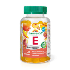 Jamieson Vitamin E Gummies Peach Mango Flavour 70 Count, Natural Antioxidant & Collagen Formation Support