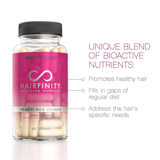 Hairfinity Hair Vitamins - Scientifically Formulated with Biotin, Amino Acids, Supplement That Helps Support Hair Growth - Vegan - 60 Veggie Capsules (1 Month Supply)