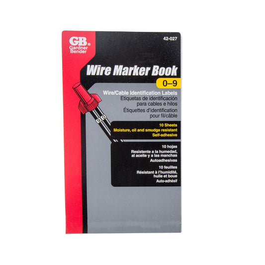 Gardner Bender 42-027 Wire Marker Booklet, 0-9, 45/Ea per Book