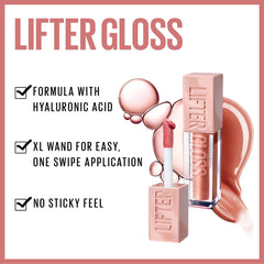 Maybelline New York Lifter Gloss, Hydrating Lip Gloss, High Shine for Fuller Looking Lips, Sweetheart, Sheer Red, 5.4 ml