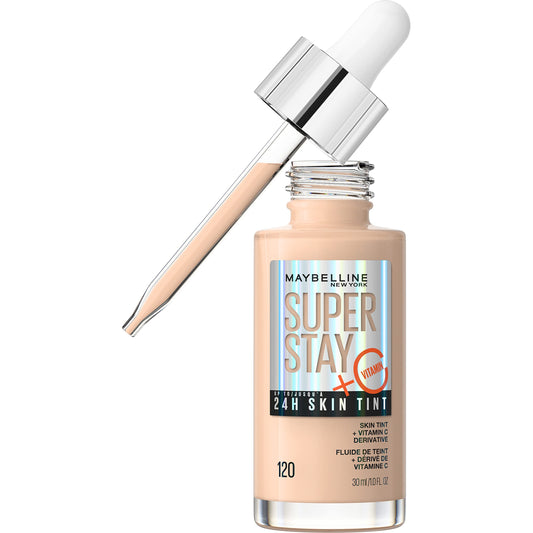 Maybelline New York Super Stay Up To 24H Skin Tint Foundation, skin-like coverage, with Vitamin C*, Shade 120, 30 ml