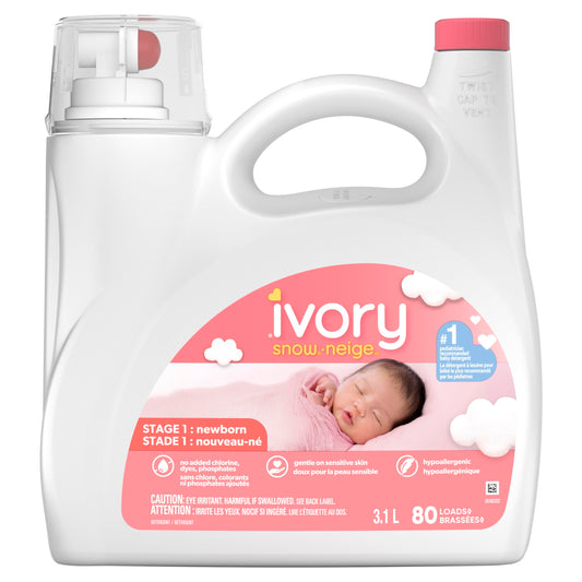 Ivory Snow Stage 1: Newborn Hypoallergenic Baby Laundry Detergent Liquid Soap, 3.4 L (80 Loads)