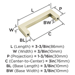 Amerock | Cabinet Pull | Golden Champagne | 3 inch (76 mm) Center to Center | Monument | 1 Pack | Drawer Pull | Drawer Handle | Cabinet Hardware