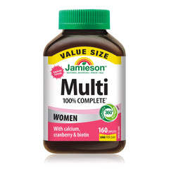 Jamieson 100% Complete Multivitamin for Adult Women Value Size, with Calcium, Cranberry & Biotin