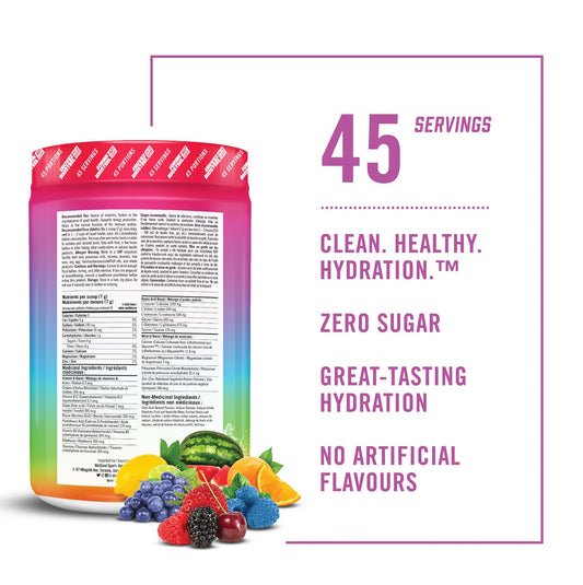 BioSteel Sports Hydration Mix, Great Tasting Hydration with Zero Sugar, and No Artificial Flavours or Preservatives, Rainbow Twist Flavour, 45 Servings per Tub