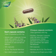 Nature's Way Vitex Chasteberry – Herbal Supplement To Help Relieve PMS Symptoms, Normalize Hormones And Stabilize Menstrual Cycle Irregularities – Non-GMO - 100 Vegetarian Capsules