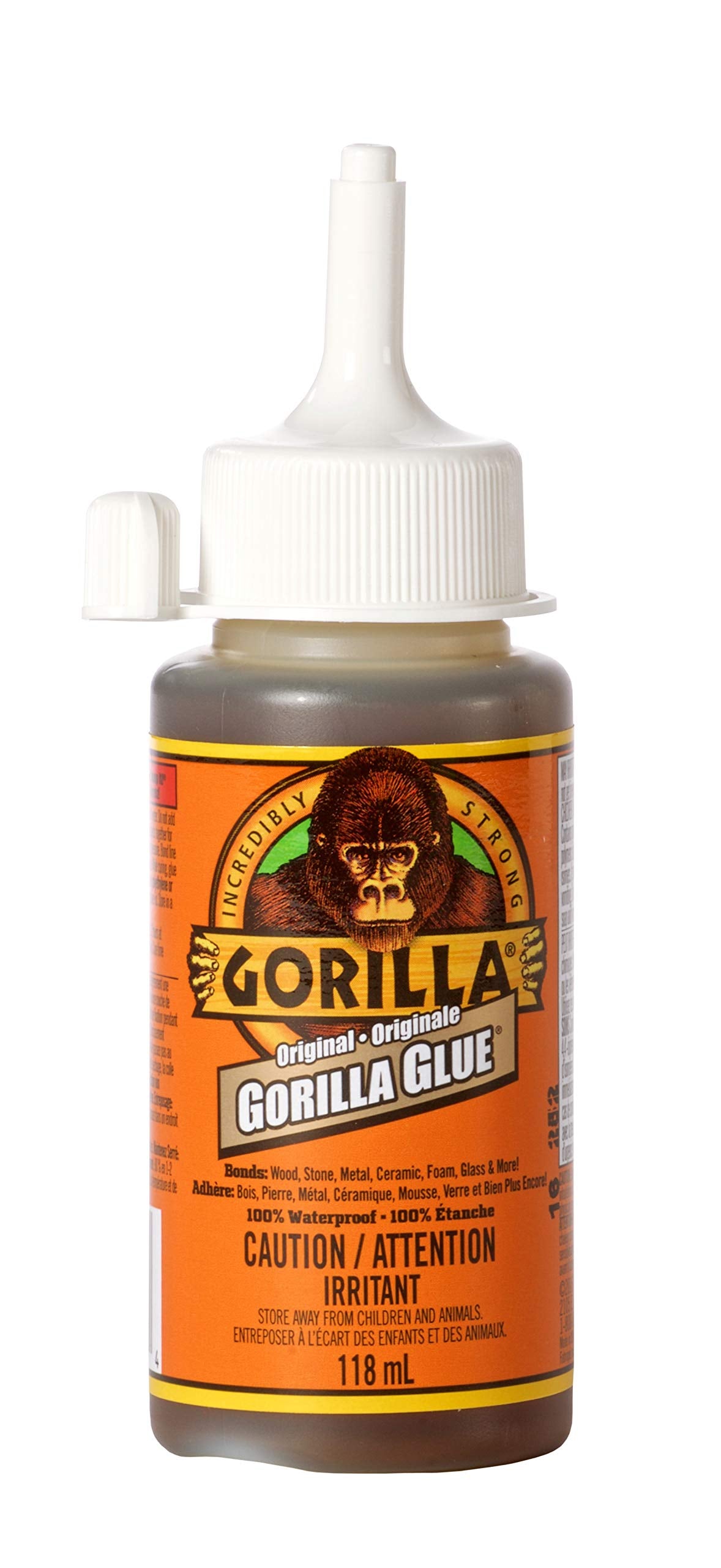 Gorilla Glue Original, Indoor and Outdoor Use, 100% Waterproof Formula, Versatile Bonding Adhesive, Easy Application Nozzle, 4 oz / 118 mL (Pack of 1) 5100430