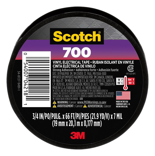 3M Scotch Vinyl Electrical Tape, .75-Inch by .007-Inch by 66-Feet