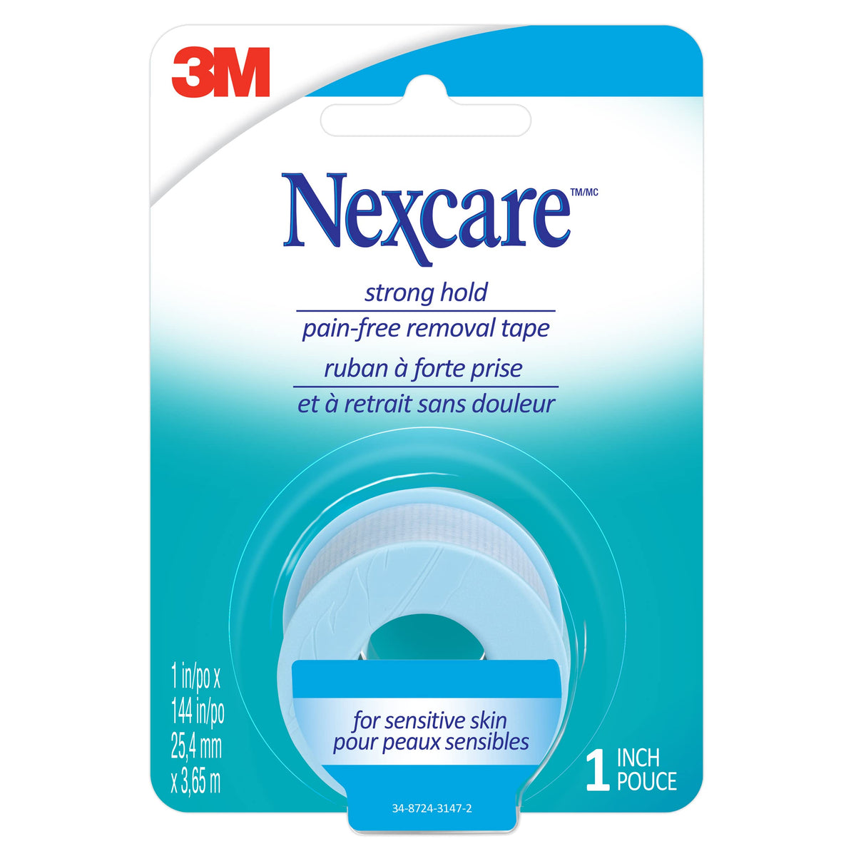 Nexcare™ Strong Hold, Pain Free, Gentle Removal Tape SST-1-CA, 1 in x 4 yd (25.4 mm x 3.65 m), 1/Pack