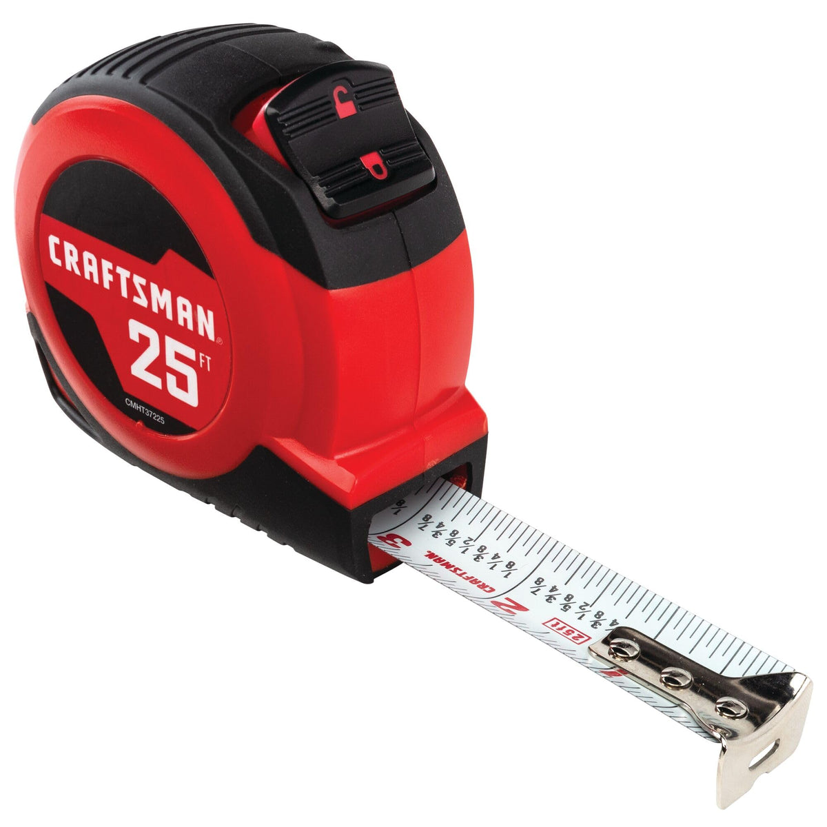 CRAFTSMAN Tape Measure with Fractions, 25-Foot, Self-Locking, Imperial Measurement (CMHT37225S)