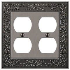 Amerelle AmerTac 43DDAN 2 Duplex English Garden Wallplate, Antique Nickel