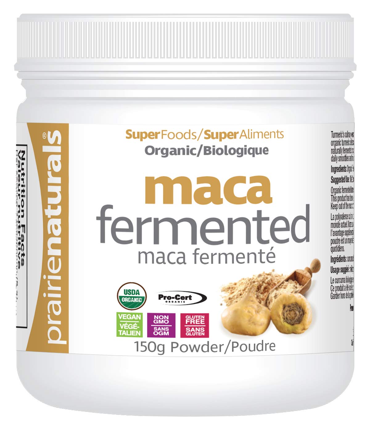 Prairie Naturals Organic and Fermented Maca Powder - 150 Gram