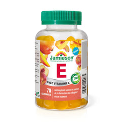 Jamieson Vitamin E Gummies Peach Mango Flavour 70 Count, Natural Antioxidant & Collagen Formation Support