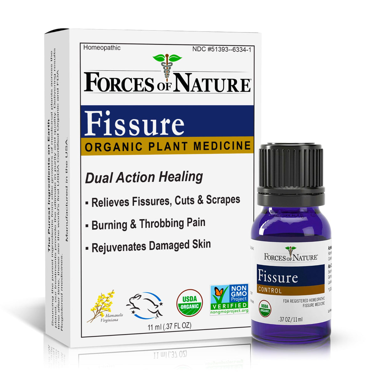 Forces of Nature Organic Fissure Control for Hemorrhoid Treatment, 0.37 Fl Oz, Soothe & Relieve Burning, Throbbing, Stinging, Itchy, Bleeding Tissue Caused by Fissures or Hemorrhoids, Non GMO