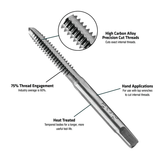 Century Drill & Tool 95002 Coarse Plug Hand Tap, 4-40 NC