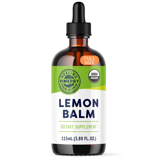 Vimergy Lemon Balm – Eases Stress & Tension* – Supports Brain Performance* – USDA Certified Organic, Non-GMO, Alcohol-Free – 115 mL (115 Servings)