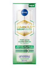 NIVEA LUMINOUS630 Dark Spot Solution Post-Acne Marks Face Serum for Combination and Oily Skin, Dark Spot Serum for Women with Hyaluronic and Salicylic Acid to Reduce Look of Post Acne Dark Marks, 30mL