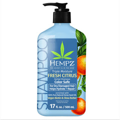 HEMPZ Peach & Grapefruit Triple Moisture Herbal Hair Shampoo - Moisturizing Gentle Shampoo to Nourish and Hydrate Hair - 17 Fl OZ