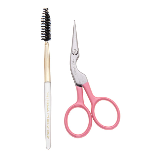 Tweezerman Exclusive Rose Tea Brow Shaping Scissors & Brush