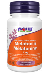 NOW Supplements, Melatonin 5 mg, Free Radical Scavenger, Healthy Sleep Cycle, 60 Veg Capsules