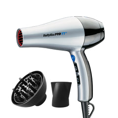 BaBylissPRO TT Tourmaline and Ceramic Hair Dryer with Concentrator Nozzle and Diffuser, 1875 watts Blow Dryer with 2 speeds and 3 heat settings