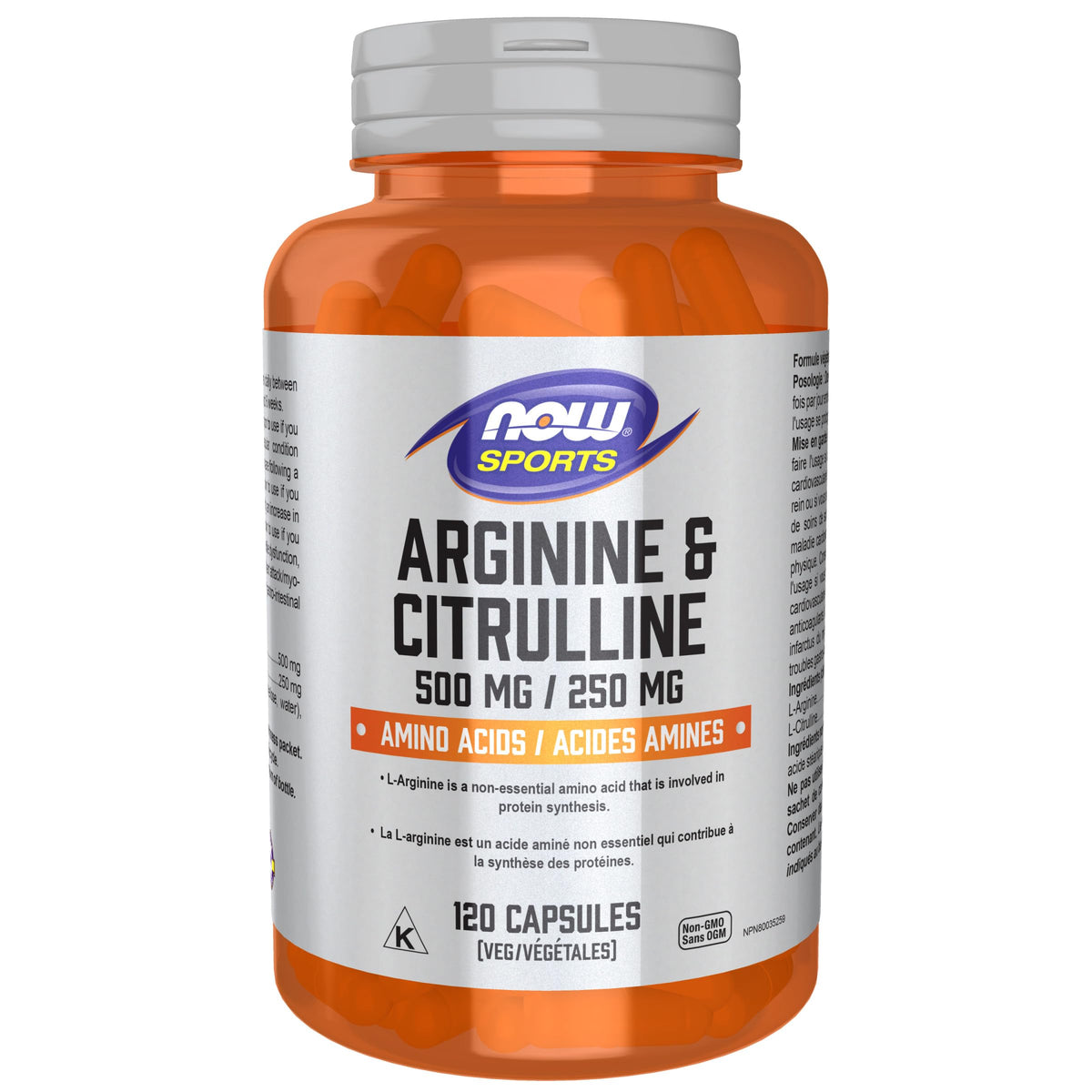 NOW Sports Nutrition, Arginine & Citrulline 500 mg/ 250 mg, Amino Acids, 120 Veg Capsules