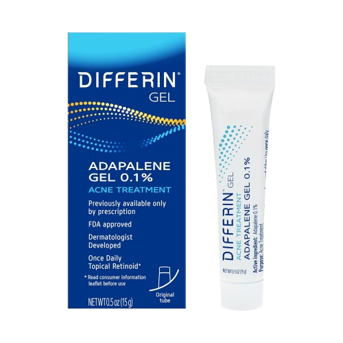 Acne Treatment Differin Gel, 30 Day Supply, Retinoid Treatment for Face with 0.1% Adapalene 15g Tube