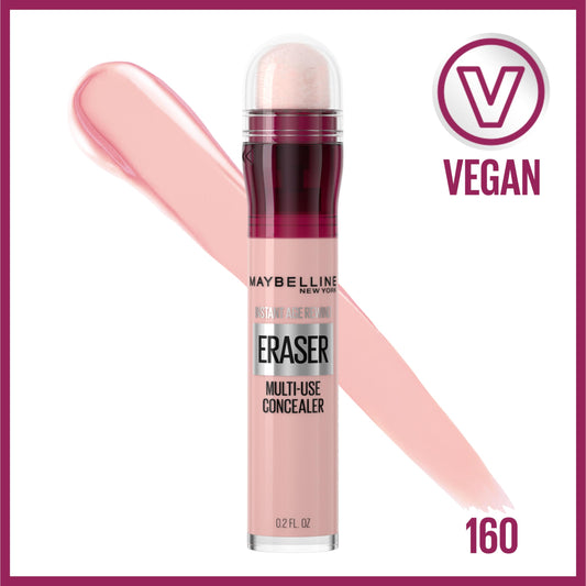 Maybelline New York Instant Age Rewind Eraser Multi-Use Concealer, Under Eye Dark Circles Treatment, Up to 12 hours, Vegan, Pink Concealer, 160, 6 ml