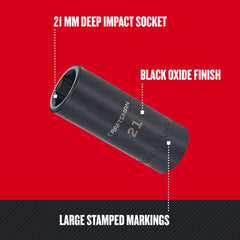 CRAFTSMAN Deep Impact Socket, Metric, 1/2-Inch Drive, 21mm (CMMT16081)