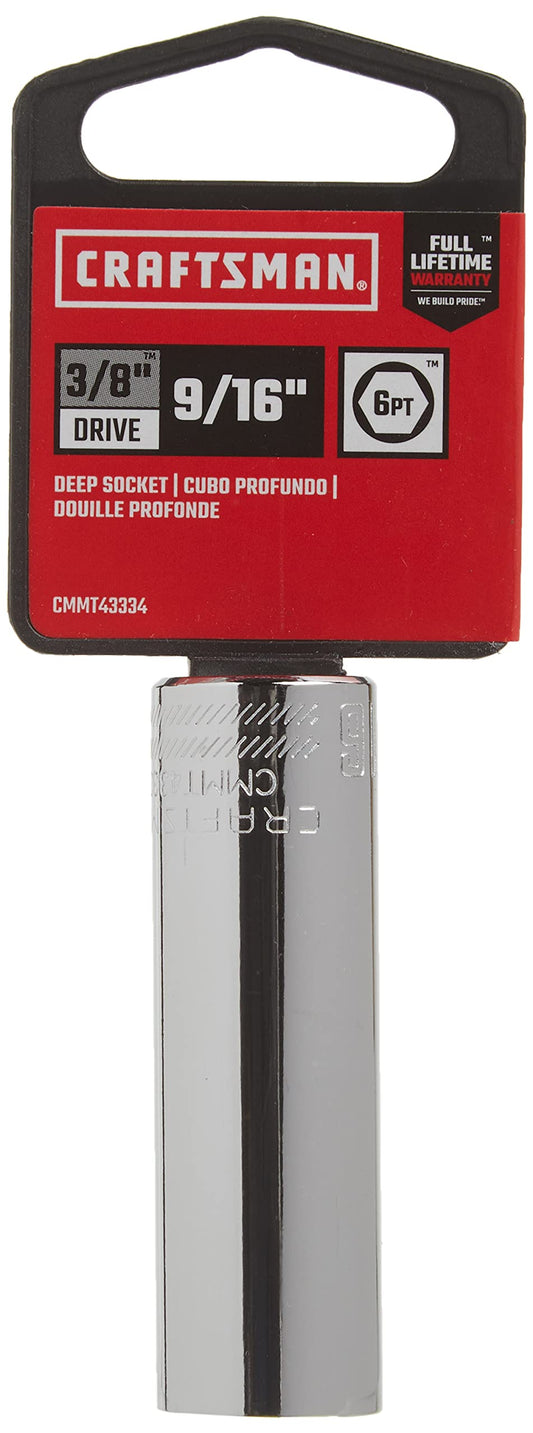 CRAFTSMAN Deep Socket, SAE, 3/8-Inch Drive, 9/16-Inch, 6-Point (CMMT43334)