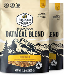 Stoked Oats Blend - High Protein, Low Sugar Breakfast - Gluten Free, High Fiber, Non GMO Oatmeal - Perfect for overnight oats 8 x 500g