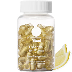 Ritual Essential for Women Prenatal Multivitamin: Folate & Choline for Neural Tube Support, Omega-3 DHA for Fetal Brain Development, Iron, Calcium-Helper D3 & K2, Non-GMO, Vegan, Citrus, 30 Days