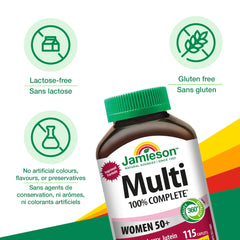 Jamieson 100% Complete Multivitamin for Adult Women 50+, with Cranberry, Lutein & Magnesium