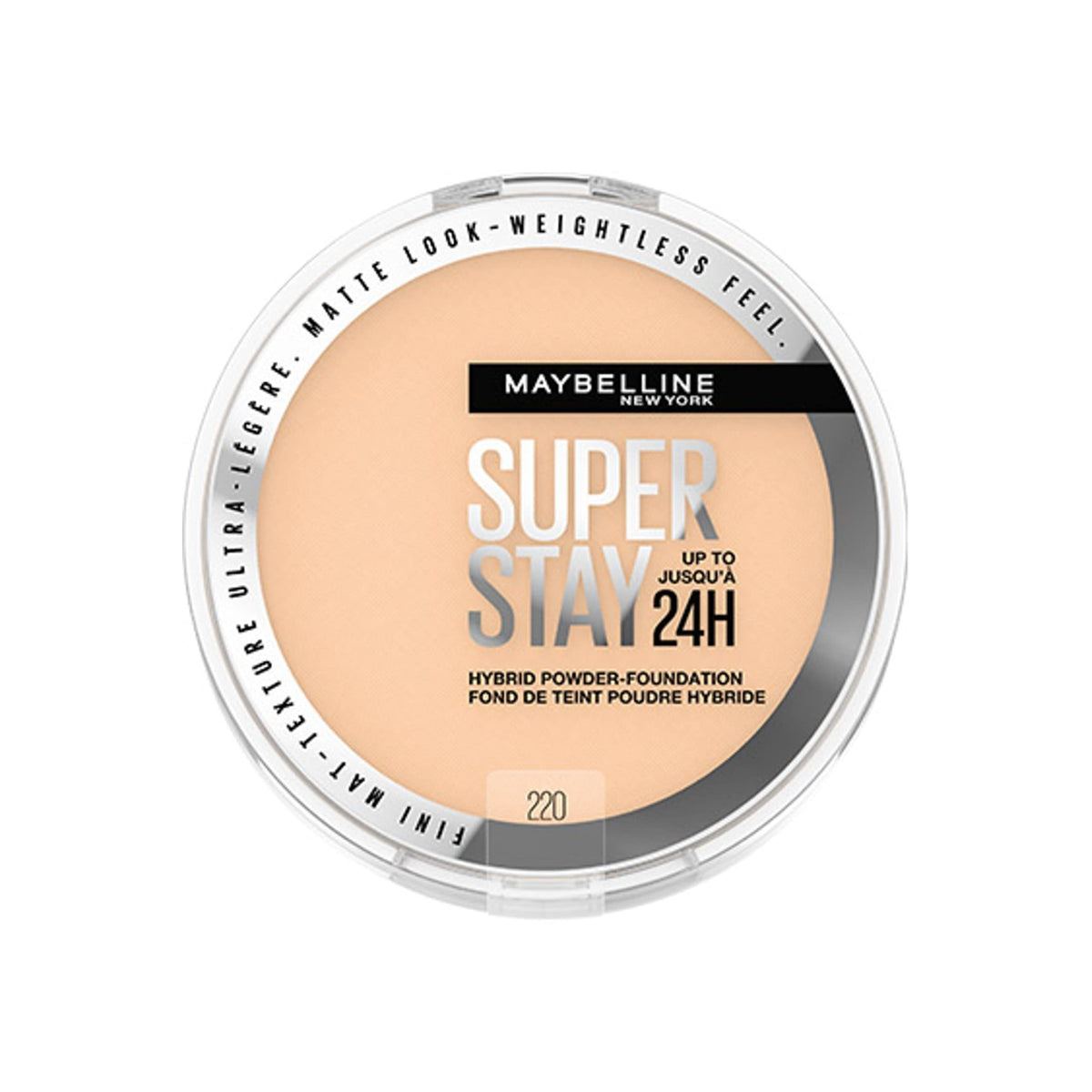 Maybelline Super Stay 24 Hour Hybrid Powder Foundation, Waterproof, Vegan, Mattifying, 220, 6g