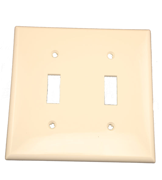 Leviton 80709-T 2-Gang Toggle Device Switch Wallplate, Standard Size, Thermoplastic Nylon, Device Mount, Light Almond