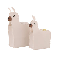 Little Love by NoJo White Felt Llama Shaped 2Piece Nursery Storage Caddy Set, White, Tan