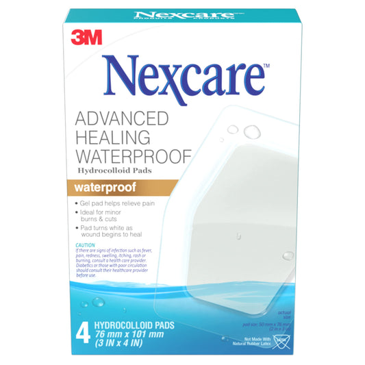 Nexcare™ Advanced Healing Hydrocolloid Pad AHD-04-CA, Waterproof, 3 in x 4 in (76 mm x 101 mm), 4/Pack