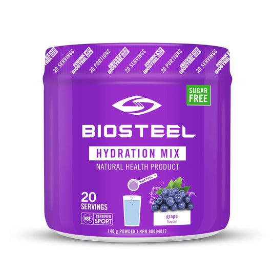 BioSteel Hydration Mix, Great Tasting Hydration with Zero Sugar, and No Artificial Flavours or Preservatives, Grape Flavour, 20 Servings per Tub