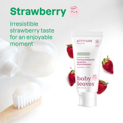 ATTITUDE Fluoride-Free Training Toothpaste for Baby and Child, EWG Verified, Plant and Mineral-Based Ingredients, Vegan and Cruelty-free Baby Products, Strawberry, 75 grams