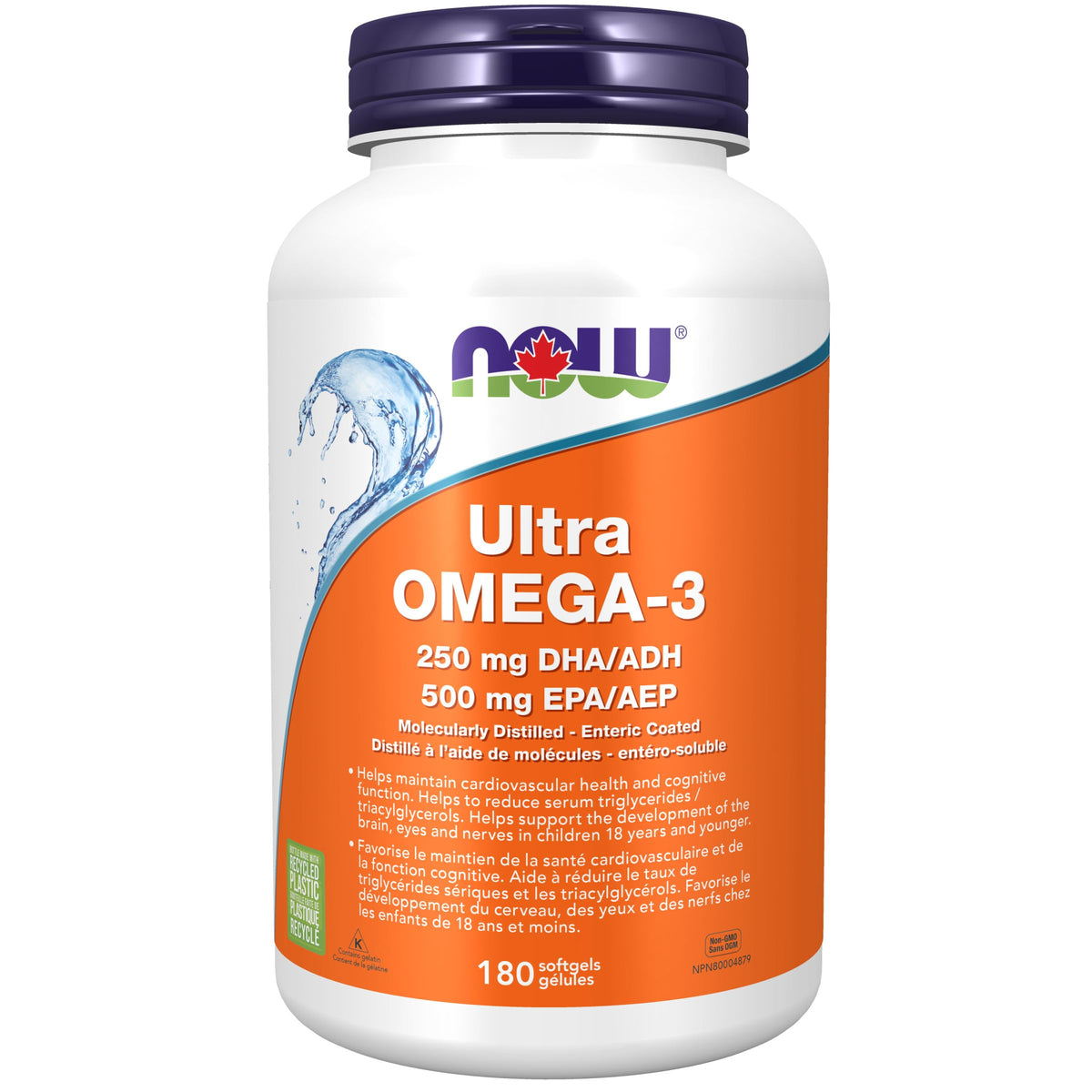 NOW Supplements, Ultra Omega-3 Molecularly Distilled and Enteric Coated, 180 Softgels