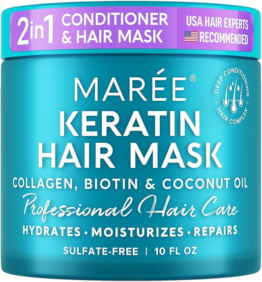 MAREE Hair Mask for Damaged Hair - Keratin Treatment Conditioner - Extremely Deep Conditioning Mask, Hydrating & Repairing, Keratina Mascarilla Para el Cabello