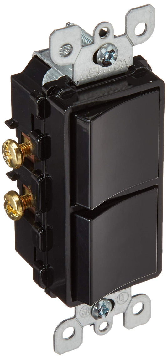 Leviton 5634-E 15 Amp, 120/277 Volt, Decora Style Single-Pole, AC Combination Switch, Commercial Grade, Grounding (Black)