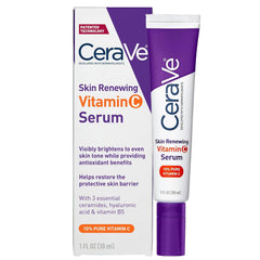 CeraVe 10% Pure VITAMIN C Serum for Face With Hyaluronic Acid | Skin Brightening Face Serum for dark spots with ceramides & Vitamin B5. Fragrance Free, Developed with dermatologists, 30mL